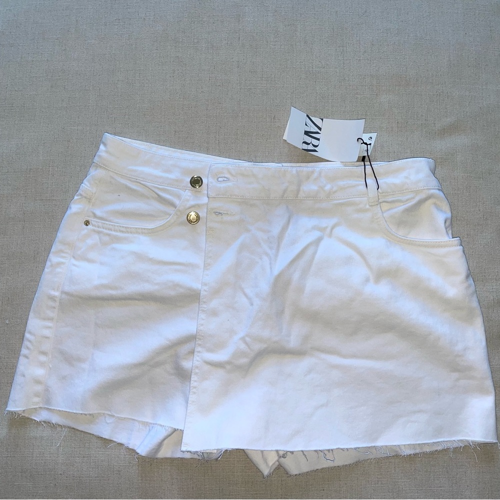 Zara white denim skort skirt